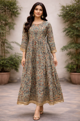 Anarkali Blue Multi Dress