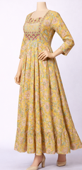 Yellow Floral dress Kurti