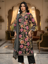 Brown Floral Print Suit