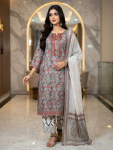 White Floral Cotton Suit