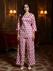 White and Pink Kurti Set WITH FREE SCRUNCHY