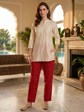 Red Cotton Trouser with pocket