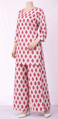 White and Pink Kurti Set WITH FREE SCRUNCHY