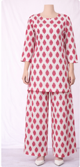 White and Pink Kurti Set WITH FREE SCRUNCHY