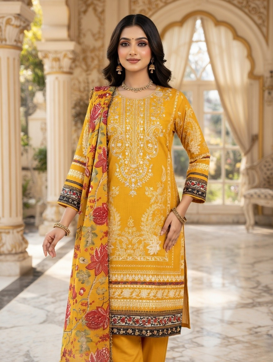 Yellow Floral Print Suit