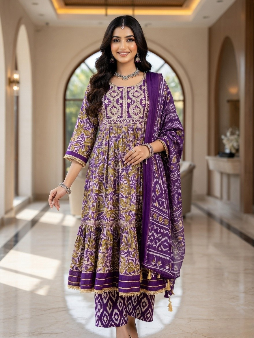 Purple Cotton Suit